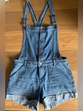 Hollister Light Blue Denim Short Overalls